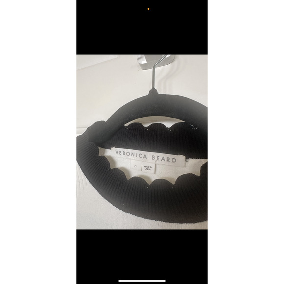 Veronica Beard Roy Sweater Womens Small Knit Pullover Stripe Ivory Black Top - Picture 4 of 6